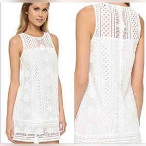 CUPCAKES CASHMERE Womens Luca Lace Dress M Mini Ivory Sleeveless Shift Crochet